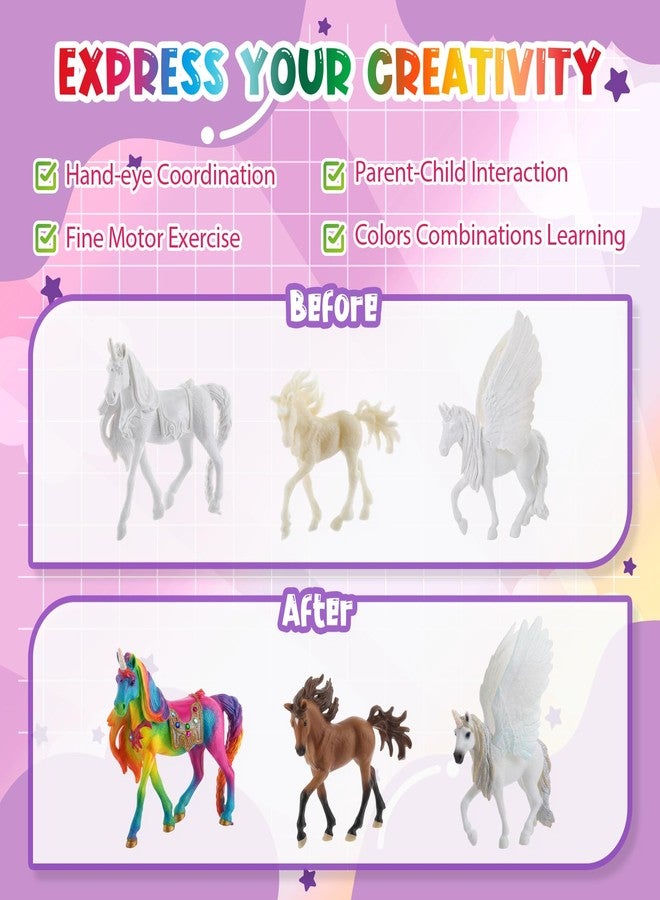 DoubleFill 20 Pcs Unicorn Arts and Crafts Kit for Kids or Girls Ages 3+ Paint Your Own Unicorn Paintable Figurines with Painting Kits Decorate and Drawing 3D Toys for Children Gift Birthday Party(1) - Image 3